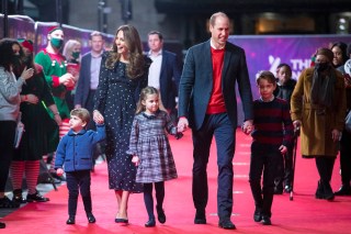 The Cambridge children's 2020. File photo dated 11/12/2020 of the Duke and Duchess of Cambridge and their children, Prince Louis, Princess Charlotte and Prince George attend a special pantomime performance at London's Palladium Theatre, hosted by The National Lottery, to thank key workers and their families for their efforts throughout the pandemic. Issue date: Monday December 21, 2020. Prince George, Princess Charlotte and Prince Louis played their part in boosting spirits during the coronavirus outbreak when, like youngsters across the nation, they spent much of the year in lockdown. See PA story ROYAL Cambridge. Photo credit should read: Aaron Chown/PA Wire URN:57220246 (Press Association via AP Images)