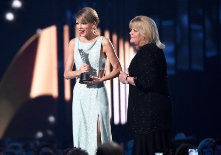 Andrea Finlay, right, presents the milestone award to Taylor Swift at the 50th annual Academy of Country Music Awards at AT&T Stadium, in Arlington, Texas
50th Annual Academy Of Country Music Awards - Show, Arlington, USA