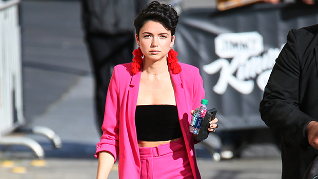 Bekah Martinez out in a pink pantsuit