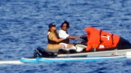 Antibes, FRANCE  - *EXCLUSIVE*  -  Superstar celebrity couple Beyonce and Jay-Z take to the waters during their sunshine holiday break at Cote d'azur, France.The legendary Hip Hop Rapper Jay-Z was behind the controls of the jet ski, as he took his wife, the 'Crazy In Love', R&B's multi award winning singer Beyonce out for a thrill seeking ride on the French waters as the couple continued their European adventure in the French sunshine.Pictured: Beyonce, Jay-ZBACKGRID USA 14 SEPTEMBER 2021 BYLINE MUST READ: MLpictures / BACKGRIDUSA: +1 310 798 9111 / usasales@backgrid.comUK: +44 208 344 2007 / uksales@backgrid.com*UK Clients - Pictures Containing ChildrenPlease Pixelate Face Prior To Publication*