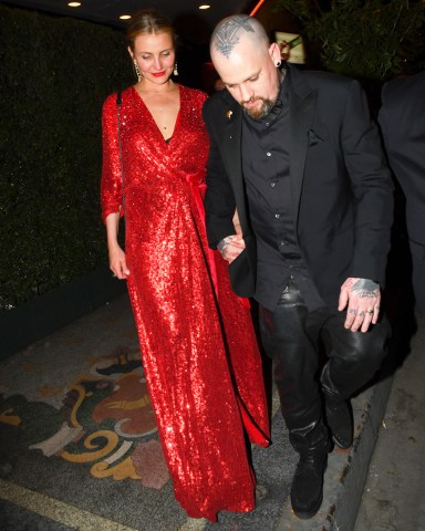 Cameron Diaz and Benji Madden Cameron Diaz and Benji Madden out and about, Los Angeles, USA - 14 Apr 2018 WEARING JENNY PACKHAM SAME OUTFIT AS CATWALK MODEL *8613781ag AND TRACEE ELLIS ROSS