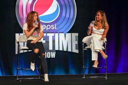 PIX: Jennifer Lopez and Shakira Talk To Media About Super Bowl 54