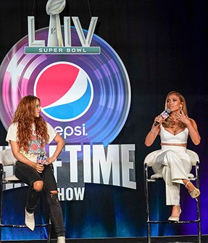 NFL Super Bowl 54 football game halftime performer Jennifer Lopez and Shakira answer questions at a news conference, in Miami49ers Chiefs Super Bowl Football, Miami, USA - 30 Jan 2020
