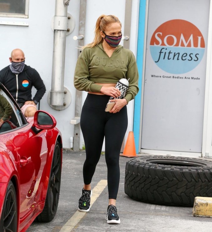 Jennifer Lopez arrives at the gym in Miami