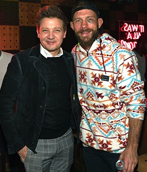 LAS VEGAS, NEVADA - JANUARY 18: Actor Jeremy Renner and UFC fighter Donald "Cowboy' Cerrone attend the one-year anniversary celebration of On The Record Speakeasy And Club At Park MGM on January 18, 2020 in Las Vegas, Nevada. (Photo by Denise Truscello/WireImage)