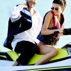 Model pals Bella Hadid and Kendall Jenner jet ski on the beach in Miami.