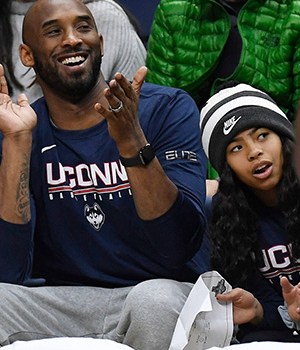 Kobe Bryant, Gianna Bryant. Kobe Bryant and his daughter Gianna watch the first half of an NCAA college basketball game between Connecticut and Houston, in Storrs, ConnHouston UConn Basketball, Storrs, USA - 02 Mar 2019