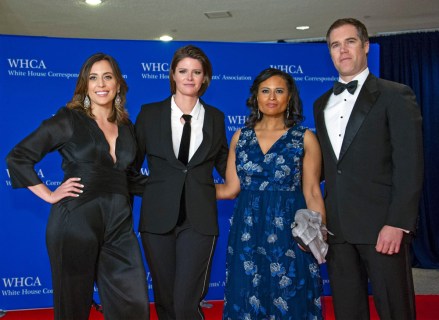 From left to right: Chief White House correspondent for NBC News Hallie Jackson; Capitol Hill correspondent Kasie Hunt; and White House correspondents Kristen Welker and Peter Alexander
White House Correspondents' Dinner, Arrivals, Washington DC, USA - 28 Apr 2018