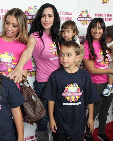 Nadya Suleman and children
'Octomom' Nadya Suleman Launches Signature Shake at Millions of Milkshakes, West Hollywood, America - 10 Nov 2010