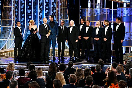 77th ANNUAL GOLDEN GLOBE AWARDS -- Pictured: Jesse Armstrong accepts the award for Best TV Series, Drama for "Succession" at the 77th Annual Golden Globe Awards held at the Beverly Hilton Hotel on January 5, 2020 -- (Photo by: Paul Drinkwater/NBC)