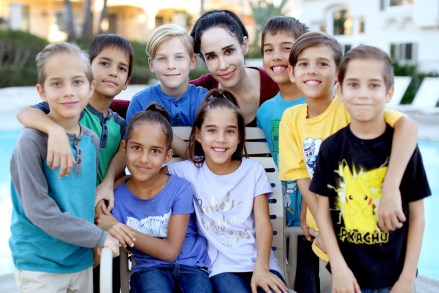 EXCLUSIVE: Natalie 'Octomom' Suleman cooks up a family meal for her 8 children, the only surviving Octuplets in the world, now 8 years-old at their home in Laguna Niguel,California. The family posed for some fun photos together before sitting down to a vegan dinner in the apartment they share with Sulemans other six children. Suleman talked about turning her back on the Octomom stigma and finally finding peace after contemplating suicide due to the stress of raising such a large family. The Octuplets, Makai, Josiah, Isaiah, Jonah, Maliyah, Jeremiah, Nariyah and Noah turn 9 in January. 11 Dec 2017 Pictured: Octomom, Natalie Suleman. Photo credit: MOVI Inc. / MEGA TheMegaAgency.com +1 888 505 6342 (Mega Agency TagID: MEGA147234_002.jpg) [Photo via Mega Agency]