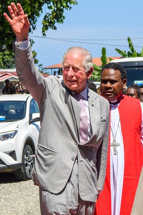 Prince Charles attends a service of Thanksgiving at St. Barnabas' Anglican Cathedral
Prince Charles visit to The Solomon Islands - 24 Nov 2019
Prince Charles arrived to the cathedral and was greeted by the Archbishop of Melanesia, The Most Reverend George Takeli and the Governor-General of the Solomon Islands, The Right Reverend Sir David Vunagi. After the service concluded, he met the Sisters of the Christian Care Centre and members of the congregation.