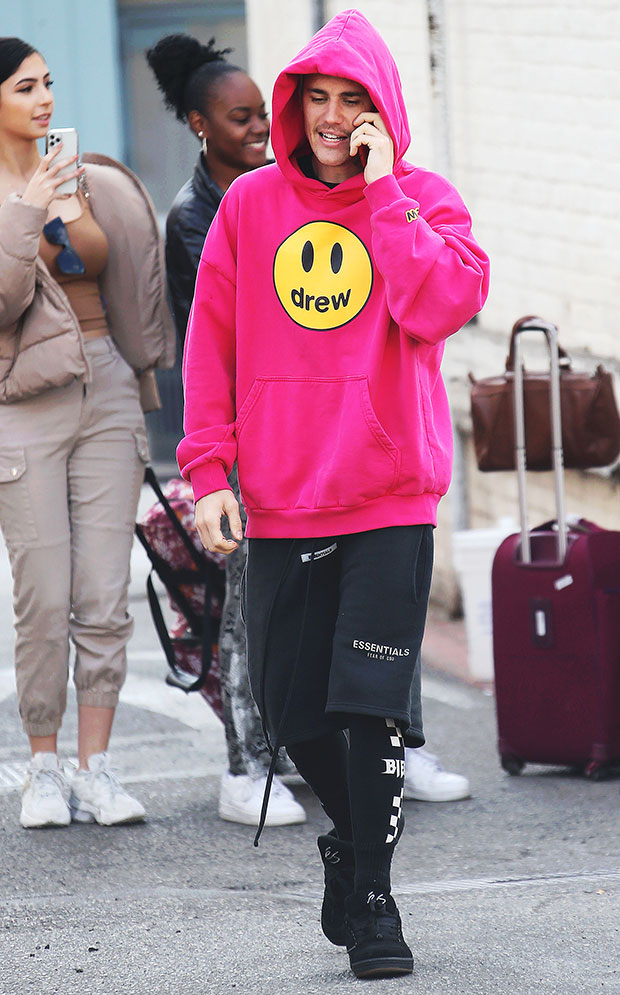 Justin bieber pink sweatshirt hotsell