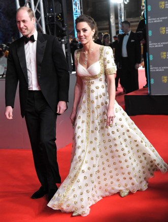 Prince William and Catherine Duchess of Cambridge
73rd British Academy Film Awards, Arrivals, Royal Albert Hall, London, UK - 02 Feb 2020
Wearing Alexander McQueen, Worn before
