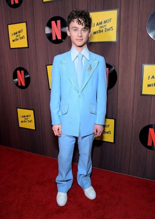 WEST HOLLYWOOD, CALIFORNIA - FEBRUARY 25: Wyatt Oleff attends the premiere of Netflix's "I AM NOT OKAY WITH THIS" at The London West Hollywood on February 25, 2020 in West Hollywood, California. (Photo by Charley Gallay/Getty Images for Netflix)