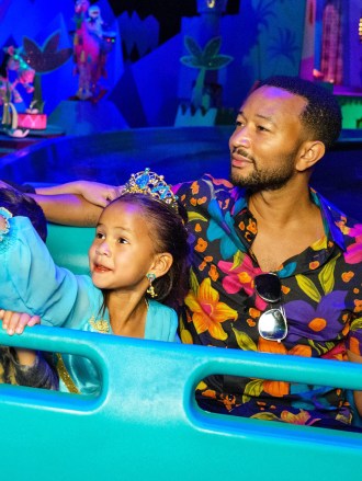 Chrissy Teigen, John Legend and their kids, Luna and Miles, enjoy a whimsical voyage on 'it's a small world' at Disneyland Park in Anaheim, Calif., April 14, 2022, complete with a cast of nearly 300 audio-animatronics dolls representing children from every corner of the globe singing the classic anthem.
Chrissy Teigen and John Legend celebrate Daughter Luna's Birthday at Disneyland Resort, Anaheim, California, USA - 14 Apr 2022