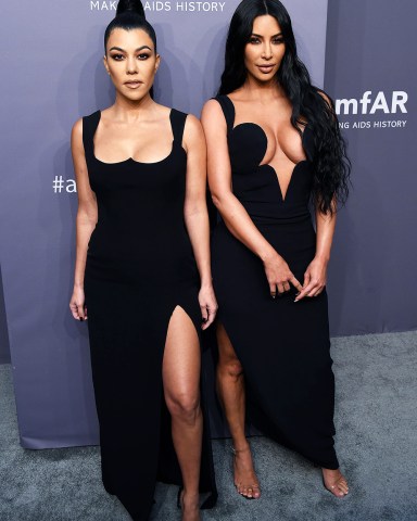 Kourtney Kardashian and Kim Kardashian West
amfAR Gala, Arrivals, Fall Winter 2019, New York Fashion Week, USA - 06 Feb 2019