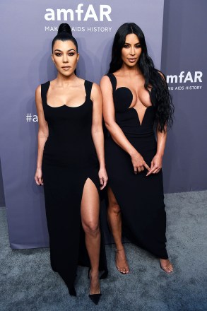 Kourtney Kardashian and Kim Kardashian West at amfAR Gala, Arrivals, Fall Winter 2019, New York Fashion Week, USA - February 6, 2019