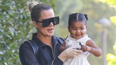 Khloe Kardashian holding True Thompson