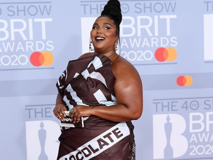 Lizzo40th Brit Awards, Arrivals, The O2 Arena, London, UK - 18 Feb 2020Wearing Moschino Same Outfit as catwalk model Jourdan Dunn *3588418b