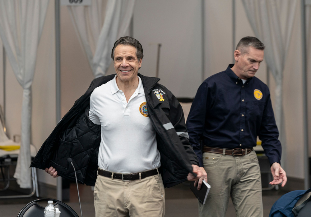 NY Governor Andrew Cuomo coronavirus temporary hospital press conference, New York, USA - 27 Mar 2020