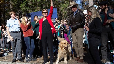 Elizabeth Warren and dog Bailey