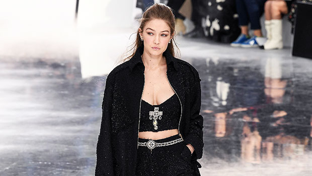 Instagram: Gigi Hadid Wears Vintage Chanel Coat And Suspenders -  HADIDSCLOSET