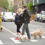Hugh Jackman And Wife Deborah Lee-furness Walk Their Dogs Wearing Masks