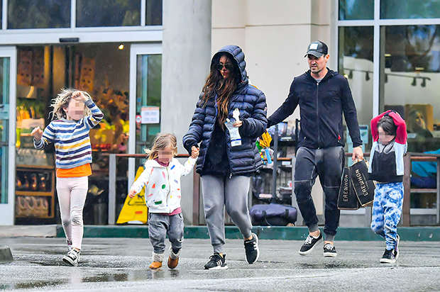 Megan Fox & Brian Austin Green grocery shopping with their kids