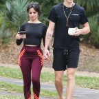 *EXCLUSIVE* Camila Cabello and Shawn Mendes hold hands as they step out for a dose of Vitamin D and coffee during a morning walk in Miami