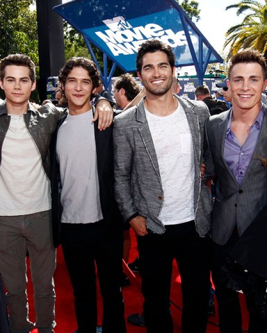 Holland Roden,Dylan O'Brien, Tyler Posey, Tyler Hoechlin, Colton Haynes, Crystal Reed The cast of "Teen Wolf," from left, Holland Roden, Dylan O'Brien, Tyler Posey, Tyler Hoechlin, Colton Haynes, and Crystal Reed arrive at the MTV Movie Awards, in Los Angeles
MTV Movie Awards Arrivals, Los Angeles, USA
