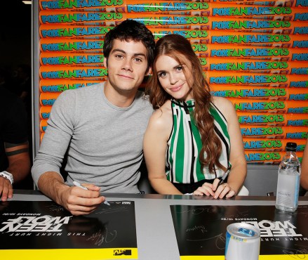 Dylan O'Brien and Holland Roden sign autographs at "teen wolf" Cast Signing and Press Room on Friday, July 20, 2013 in San Diego, California"teen wolf" Press and Casting Room, San Diego, USA - July 19, 2013