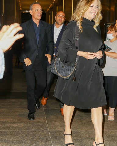 Tom Hanks and his wife seen leaving Nobu restaurant after having dinner together in New York City. 15 Jun 2022 Pictured: Tom Hanks. Photo credit: ZapatA/MEGA TheMegaAgency.com +1 888 505 6342 (Mega Agency TagID: MEGA868993_004.jpg) [Photo via Mega Agency]