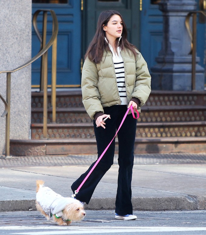 Suri Cruise Walks Her New Puppy