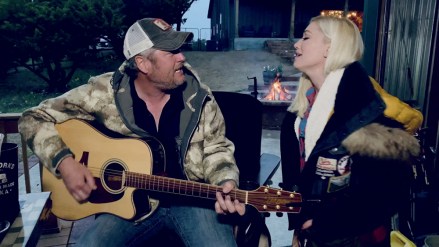 A star-studded lineup will perform on ACM® PRESENTS: OUR COUNTRY, a new two-hour special featuring intimate conversations and at-home acoustic performances with Country Music's biggest stars, along with clips of their favorite moments from the Academy of Country Music Awards'™ 55-year history. Pictured L to R: Gwen Stefani and Blake Shelton. Photo: Screengrab/CBS ©2020 CBS Broadcasting Inc. All Rights Reserved.