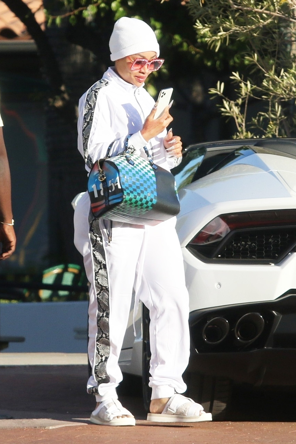 blac Chyna goes shopping Malibu white sweatsuit