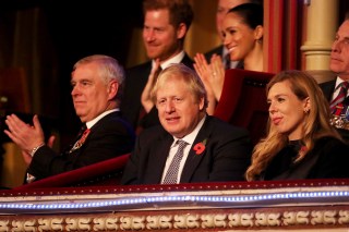 Prince Andrew, Prince Harry, Meghan Duchess of Sussex, Boris Johnson and Carrie Symonds attend the annual Royal British Legion Festival of Remembrance at the Royal Albert Hall
Royal British Legion Festival Of Remembrance, Royal Albert Hall, London, UK - 09 Nov 2019