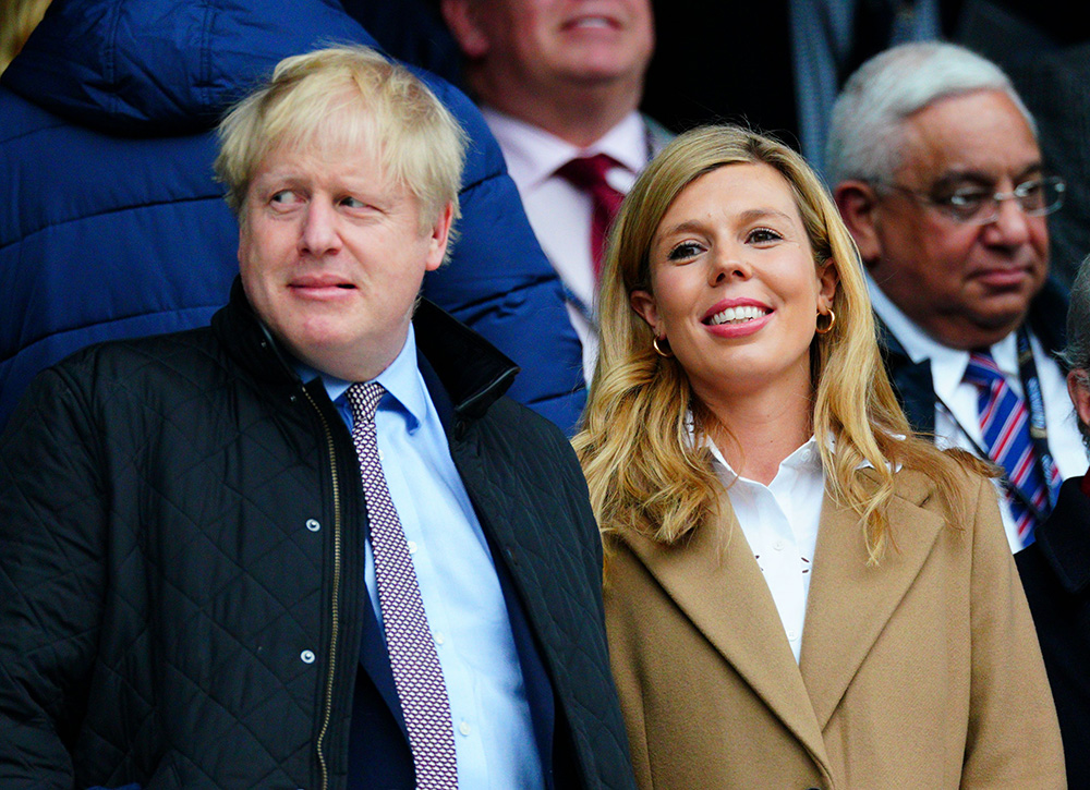 Editorial Use Only
Mandatory Credit: Photo by Javier Garcia/BPI/Shutterstock (10574700ha)
Prime Minister Boris Johnson alongside Carrie Symonds
England v Wales, Guinness Six Nations, Rugby Union, Twickenham Stadium, London, UK - 07 Mar 2020