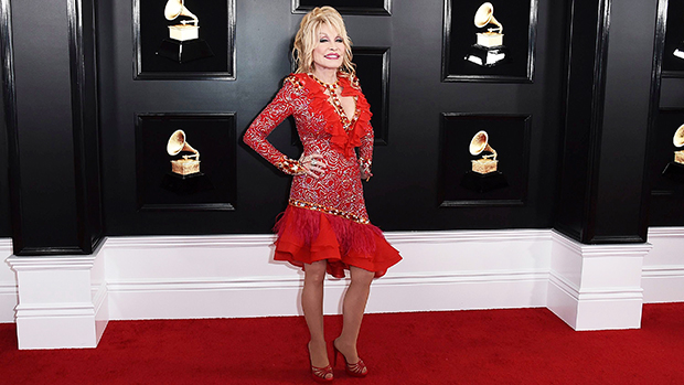 dolly parton red dress