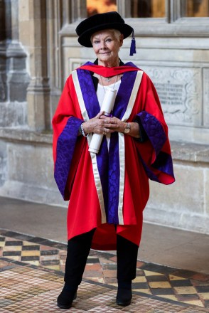 Judi Dench after she received her Honorary Doctorate Degree.
Dame Judi Dench receives an honorary doctorate from Winchester University, UK - 18 Oct 2019