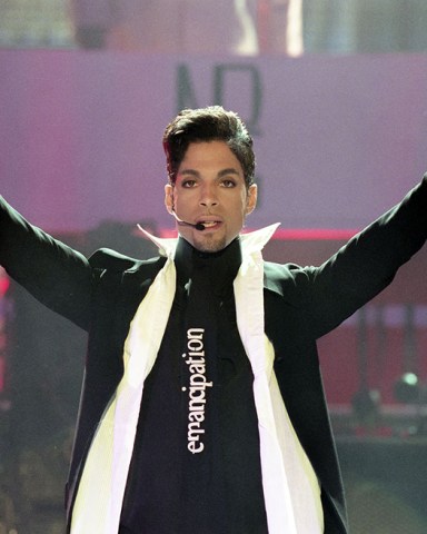 Prince performs on stage during The BRIT Awards 1997.
The BRIT Awards 17th Show with Britannia Music Club, London, UK - 24 Feb 1997