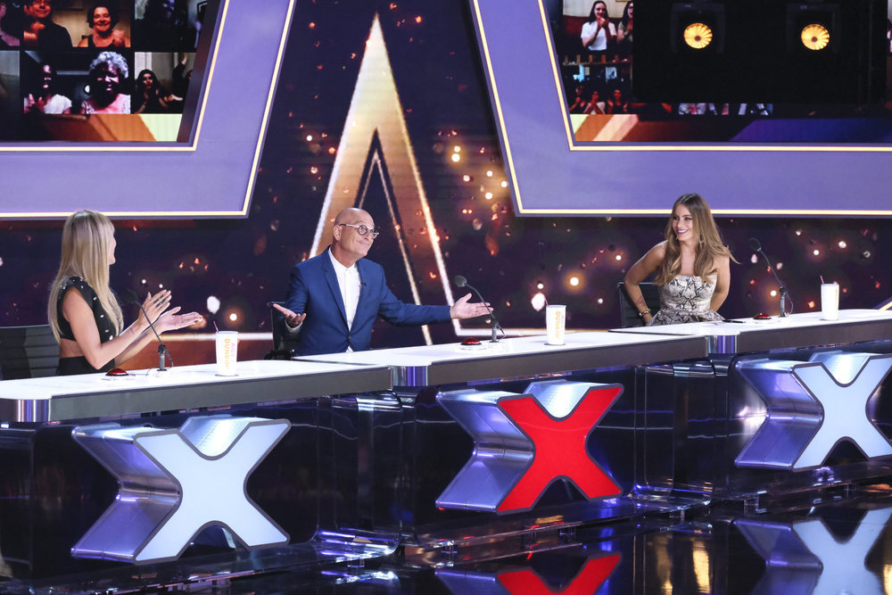 AMERICA'S GOT TALENT -- "Live Show 4" Episode 1517 -- Pictured: (l-r) Heidi Klum, Howie Mandel, Sofia Vergara -- (Photo by: Trae Patton/NBC)