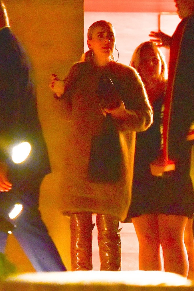 Adele Looks Cozy in a Sweater Dress at Nobu