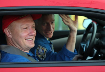 Doug Hurley, Chris Ferguson Space Shuttle Atlantis STS-135 pilot Doug Hurley, left and commander Chris Ferguson, wave after a training flight at the Kennedy Space Center at Cape Canaveral, Fla
Space Shuttle