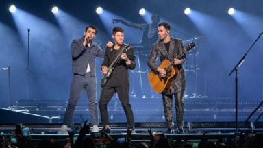 Jonas Brothers performing on stage