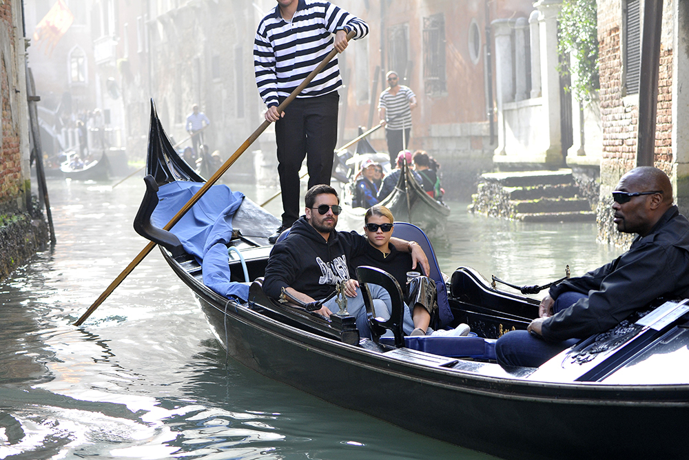 Sofia Richie and Scott Disick spotted during a Gondola ride in Venice