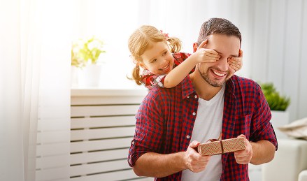 Father's day. Happy family daughter hugging dad and laughs on holiday; Shutterstock ID 629490185; Comments: art use