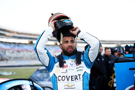 Bubba Wallace prepares by his car for qualifying for a NASCAR Cup Series auto race at Texas Motor Speedway in Fort Worth, TexasNASCAR Texas Auto Racing, Fort Worth, USA - 02 Nov 2019