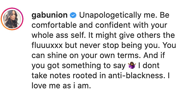 Gabrielle Union's Instagram comment