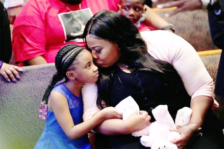 Roxie Washington holds Gianna Floyd, the daughter of George Floyd as they attend the funeral service for George Floyd at the Fountain of Praise church, Houston, Texas, USA, 09 June 2020. A bystander's video posted online on 25 May, appeared to show George Floyd, 46, pleading with arresting officers that he couldn't breathe as an officer knelt on his neck. The unarmed Black man later died in police custody and all four officers involved in the arrest have been charged and arrested.
George Floyd Funeral in Houston, USA - 09 Jun 2020